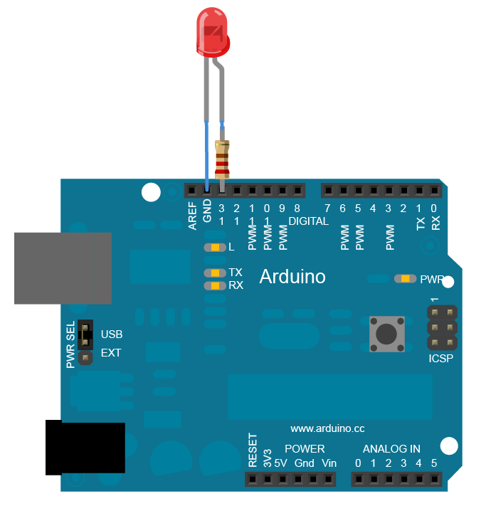 Βασικά Παραδείγματα με τον μικροελεγκτή Arduino. Παράδειγμα 1: Συνεχές αναβόσβημα ενός Led με περίοδο 1sec.