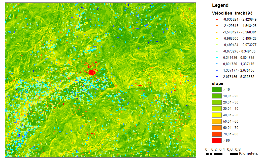 6, στα αριστερά, παρατηρείται με κόκκινο χρώμα μια έντονη καθίζηση της περιοχής στην οποία βρίσκονται τα ερείπια της αρχαίας Υρτακίνας και δεξιά Έπειτα, στην εικόνα 6.