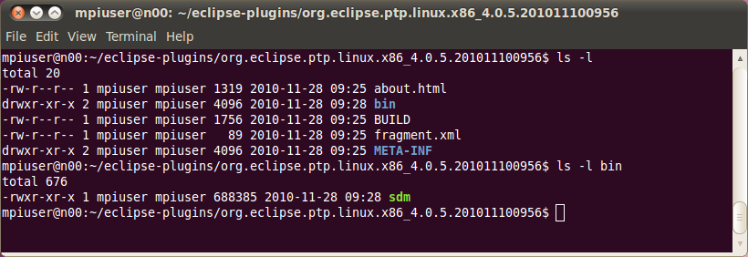 Προσοχή, όχι στον φάκελο org.eclipse.ptp.linux.x86_4.0.5.201011100956 που βρίσκεται μέσα στο /opt/eclipse/plugins!