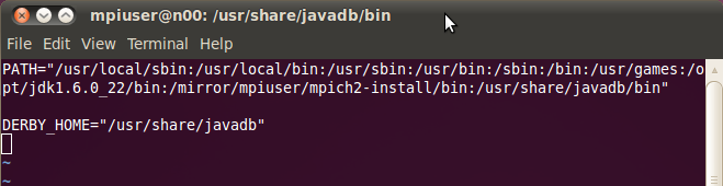 bashrc προσθέτοντας στη μεταβλητή PATH τη διαδρομή /usr/share/javadb/bin.