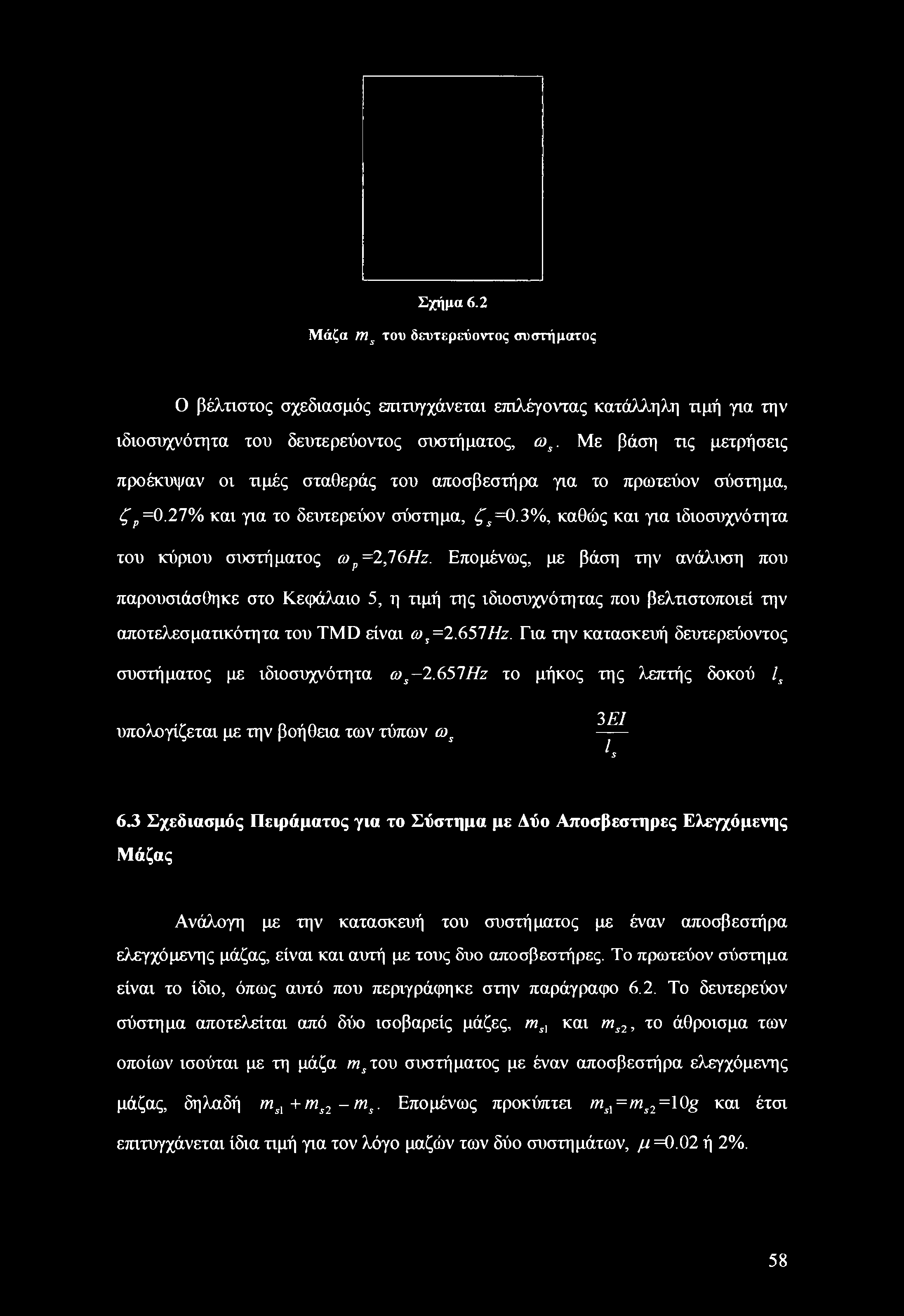 3%, καθώς και για ιδιοσυχνότητα του κύριου συστήματος ωρ=2,76ηζ.