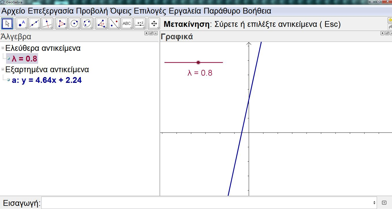 Page17 ΦΥΛΛΟ ΕΡΓΑΣΙΑΣ 4 Στο σημείο αυτό θα κάνουμε το αντίστροφο: Περάστε στο πεδίο σχεδιασμού του Geogebra ένα δρομέα λ.