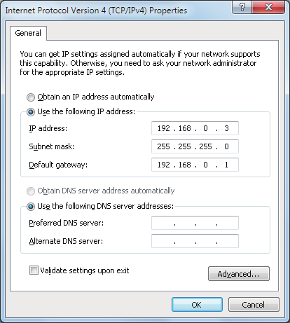 () Εισάγετε τους αριθμούς για τη διεύθυνση IP, τη μάσκα υποδικτύου, την προεπιλεγμένη πύλη και τον διακομιστή DNS, και κάντε κλικ στο [OK].