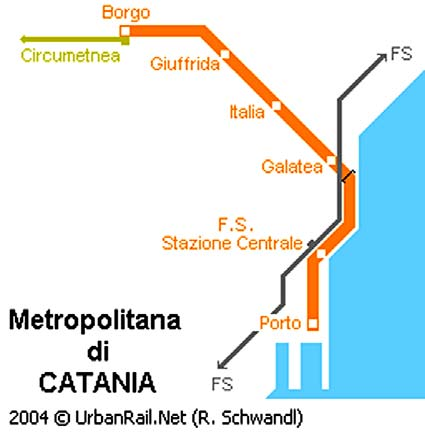 Προαστιακός Η ευρύτερη περιοχή της Catania εξυπηρετείται από τον προαστιακό σιδηρόδρομο Circumetnea, o