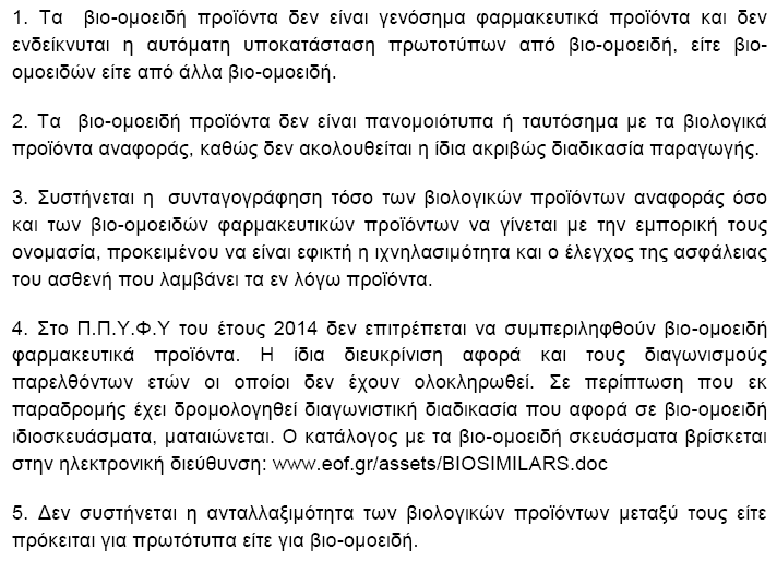 Εγκφκλιος για τα Βιοομοειδή Φαρμακευτικά προϊόντα