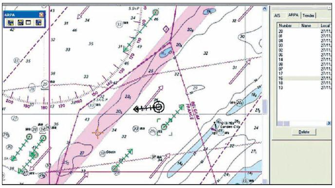 ECDIS: Απεηθόληζε πιεξνθνξηώλ RADAR/ARPA ζηνλ Ηιεθηξνληθό Ναπηηθό Υάξηε Οη ζηόρνη ARPA