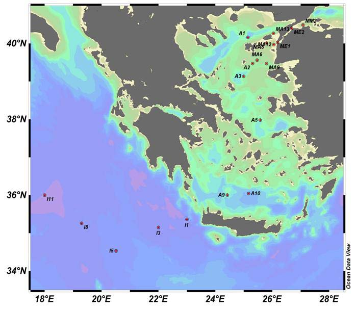 ΣΧΗΜΑ 3.4. Οι σταθμοί δειγματοληψίας της περιοχής μελέτης.