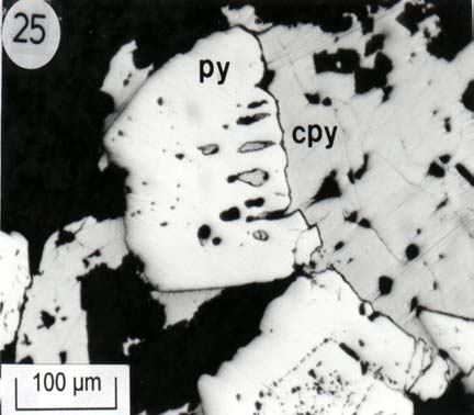 σιδηροπυρίτης, Cpy = χαλκοπυρίτης).