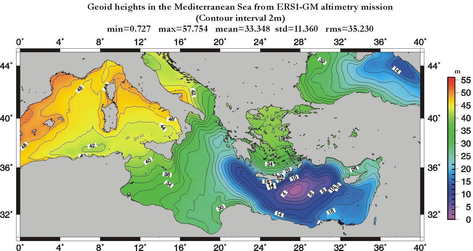 ΤΟ ΓΕΩΕΙΔΕΣ ΣΤΗ ΜΕΣΟΓΕΙΟ Το γεωειδές στ Μεσόγειο Λύσ περιφερειακής κλίμακας