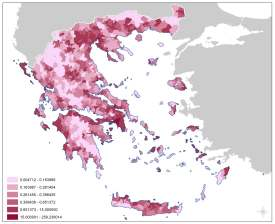 Κατανοµή πληθυσµού Ελλάδα Πραγµατικός πληθυσµός, 2001 Πραγµατικός πληθυσµός, 2011 Πραγµατικός πληθυσµός, 2001, επεξεργασµένα δεδοµένα ΕΛΣΤΑΤ, /βπ Κατανοµή