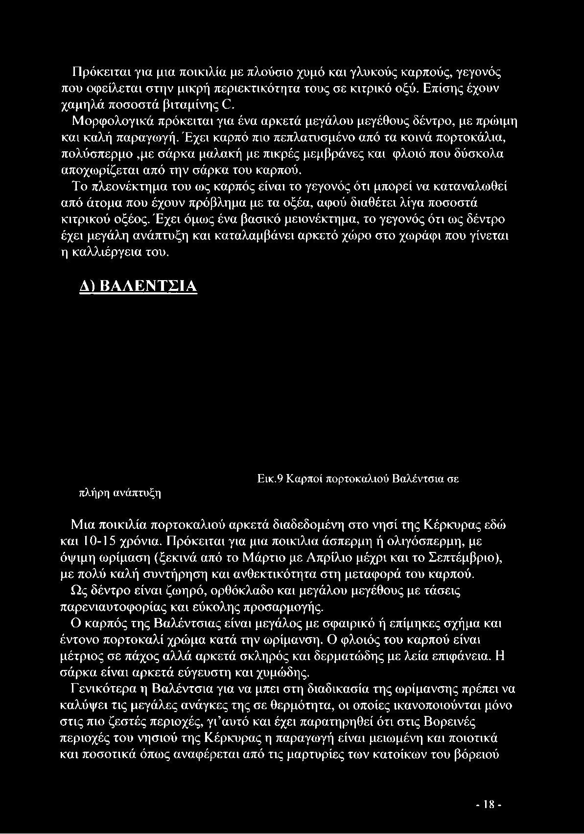 Έχει όμως ένα βασικό μειονέκτημα, το γεγονός ότι ως δέντρο έχει μεγάλη ανάπτυξη και καταλαμβάνει αρκετό χώρο στο χωράφι που γίνεται η καλλιέργεια του. Α) ΒΑΛΕΝΤΣΙΑ πλήρη ανάπτυξη Εικ.