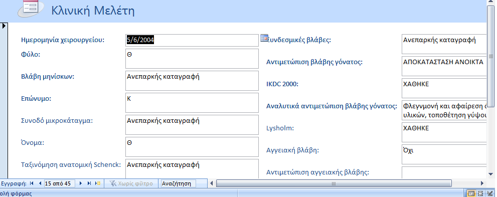 42 νευρολογικής βλάβης, η αντιμετώπιση του εξαρθρήματος, η αντιμετώπιση των αγγειακών βλαβών. Στον απεικονιστικό έλεγχο αναζητήθηκε η ύπαρξη συνοδών μικρών καταγμάτων.