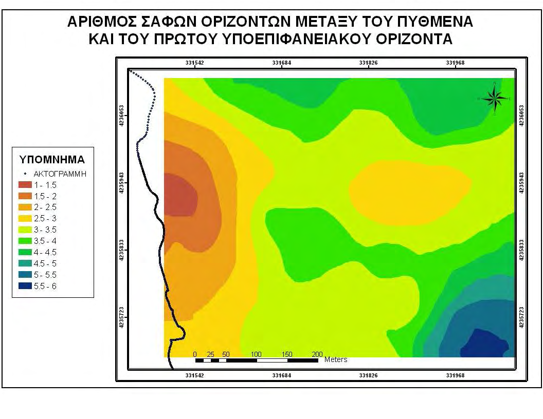 υποεπιφανειακό, µετά την εφαρµογή της µεθόδου Ordinary Kriging. Χάρτης 4.5.