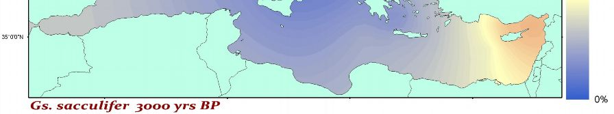 Κεφάλαιο 4 Συζήτηση Gs.sacculifer : Μέχρι τα 9.000 yrs BP παρουσιάζει μηδενικά ποσοστά σε όλο το χώρο της Μεσογείου.