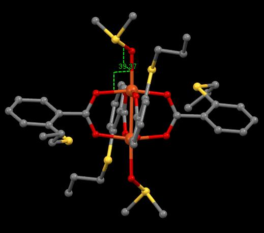 екваторијалне Cu-O2 везе), док се у полиморфу II O3-S2 веза у молекулу DMSO налази између две суседне екваторијалне Cu-O везе