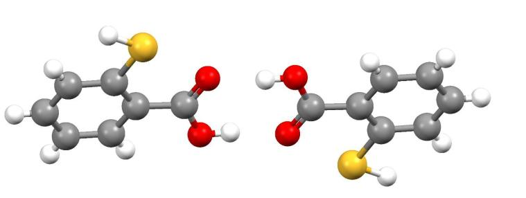Шема 2. Оксидација тиосалицилне киселине до одговарајућег дисулфида Кристална структура тиосалицилне киселине приказана је на слици 2.