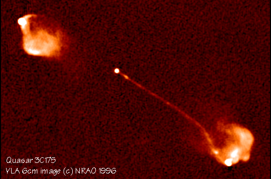ΕΝΕΡΓΟΙ ΓΑΛΑΞΙΕΣ Εικόνα 11: Εκπομπή ραδιοκυμάτων από σχετικιστικά σωματίδια που δημιουργήθηκαν από το Quasar 3C175.