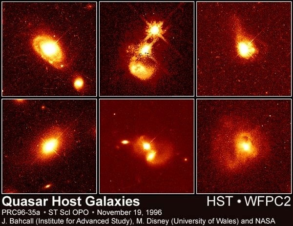 ΕΝΕΡΓΟΙ ΓΑΛΑΞΙΕΣ Εικόνα 12: Ta Quasars βρίσκονται σε διαφόρων ειδών γαλαξίες, αλλά από επίγεια τηλεσκόπια φαίνονται σαν αστέρες, παρόλο που βρίσκονται δισεκατομμύρια έτη φωτός μακριά.