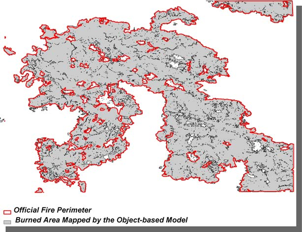 Chapter 4 classification model, while an area of 30.261 ha was mapped as burned on the official map. An area of 27869 ha (95.8% of the official map) was common to both maps.
