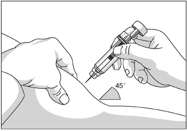 l. După ce aţi injectat lichidul, scoateți acul în timp ce mențineți seringa la același unghi și ţineţi pistonul apăsat, apoi daţi drumul pielii.