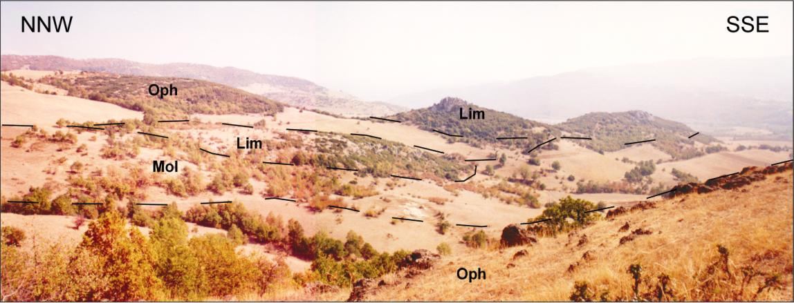 Dextral strike-slip faults with slightly different orientation (NNW SSE) and small reverse dip-slip components also occur towards the centre of the southern part of the MHT (e.g. Theotokos village area; Fig.