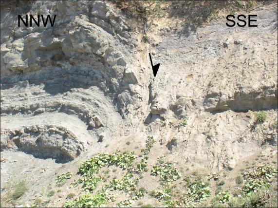 Top: two antithetic normal faults, where the vertical displacement of the