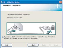 14b Windows: Mac: Windows: una vez que aparezca el indicador USB, conecte el cable USB al puerto ubicado en la parte posterior del dispositivo HP All-in-One y, a continuación, a cualquier puerto USB