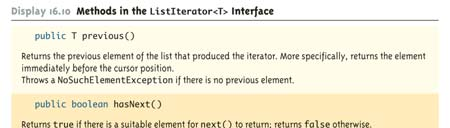 ListIterator<T> έχει όλες τις µεθόδους που έχει και ένα Iterator<T>, αλλά και επιπλέον µεθόδους