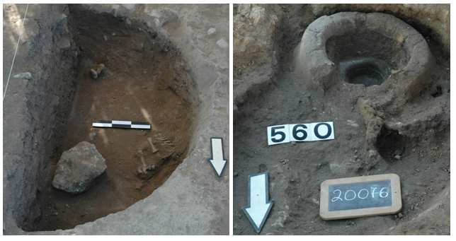 104 Εικόνα 7.5 Ακίνητα ευρήµατα της ανασκαφής των Παλιαµπέλων ( Αρχείο ανασκαφής Παλιαµπέλων) Κατά την ανασκαφή, αποκαλύπτονται επίσης Κινητά Ευρήµατα (π.χ αγγεία, λεπίδες κτλ) (Εικόνα 7.6).