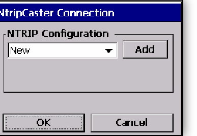 Σχήμα 2.15: Παράθυρο NtripCaster Connection Έχοντας ενεργή την επιλογή New στο πεδίο NTRIP Configuration, επιλέγουμε το κουμπί Add. Εμφανίζεται το παράθυρο IP Configuration (βλ. Σχήμα 2.