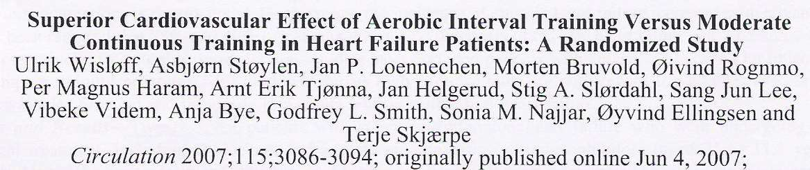 Superior cardiovascular effect of aerobic interval training vs moderate continuous training in HF pts Rationale of interval training (AIT): it allows for rest periods that make it possible for pts