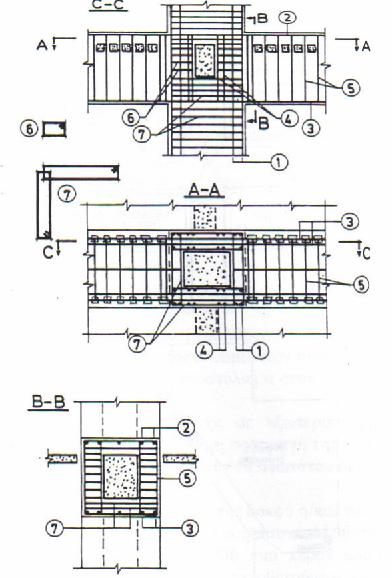 10 ο Φοιτητικό Συνέδριο <<Επισκευές Κατασκευών -04>>,Μάρτιος 2004 σχήμα 9 όπου1.οπλισμοί υποστυλώματος, 2.οπλισμοί δοκού άνω, 3.