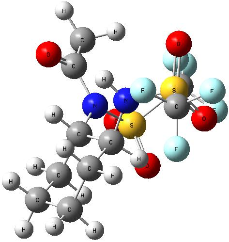 Σχήμα 7: Η δομή του αντιδρώντος 1 όπως προκύπτει από τον υπολογισμό με τη συναρτησιακή bp86 σε διαλύτη τολουόλιο.