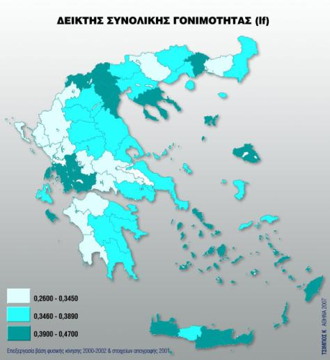 Στήμα 2 Πξνηππνπνηεκέλνη δείθηεο ηνπ Coale κε βάζε ηελ έγγακε γνληκόηεηα ηνπ πιεζπζκνύ ηεο Ειιάδαο: 2000-2002 Πίνακας 2.