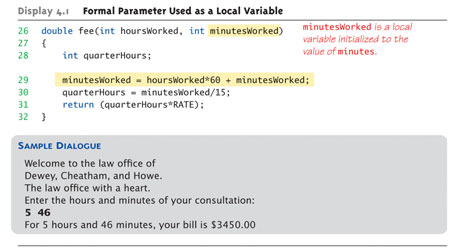 Παράδειγµα Call-by-Value (3/3) 52 Παγίδα Call-by-Value Σύνηθες λάθος: ήλωση της/των παραµέτρων ξανά µέσα στη συνάρτηση: double fee(int hoursworked, int minutesworked) { int quarterhours; // local