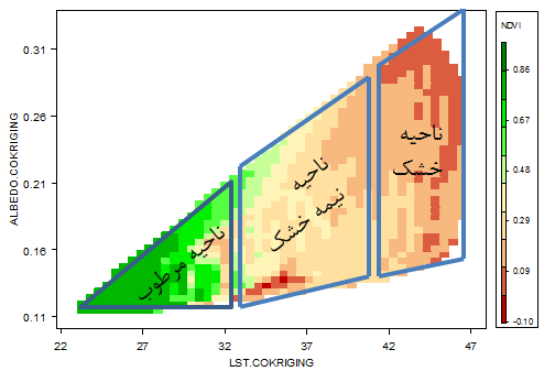 در شكل 11 مناطق مرطوب مناطقياند كره ترراكم سربزينگي براال دمراي سرطحي و آلبدوي سطحي پاييني دارند.