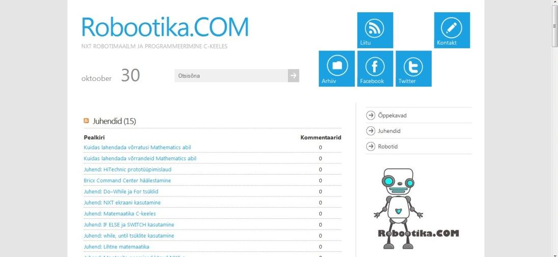 Sealt võib leida mõned ülesanded ning kirjeldatakse ka üldist lahenduskäiku. Roboti ehitamise ja programmeerimisega tuleb ise hakkama saada, kuna lehel puuduvad vastavad juhendid.