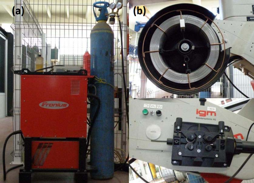 Ο εξοπλισμός συγκόλλησης GMAW αποτελείται από την μηχανή συγκόλλησης TPS330 της εταιρείας Fronius, το αέριο προστασίας και την μονάδα τροφοδοσίας του σύρματος (εικόνα 1.2).