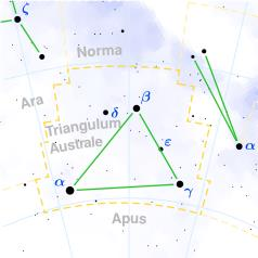 Τρίγωνον Νότιον Triangulum Australe Είναι αστερισμός που σημειώθηκε πρώτη φορά το 1603, είναι από τους Keyser και Houtman στην Ουρανομετρία τους, και είναι ένας από τους 88 επίσημους αστερισμούς που