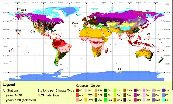 32. Δεδομένα 1300 σταθμοί: (α) 30 χρόνια, (β) 2400