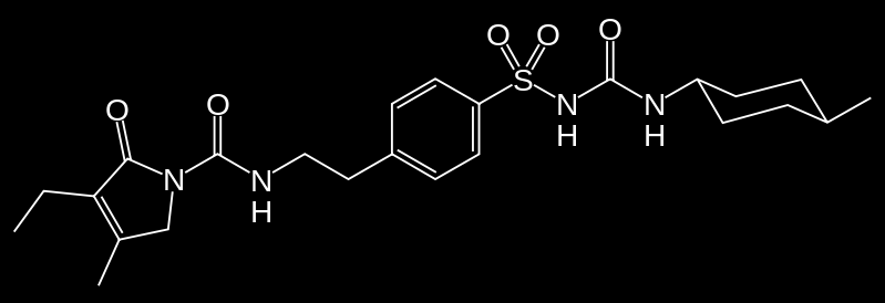 Β. ΓΛΙΜΕΠΙΡΙΔΗ Η γλιμεπιρίδη (glimepiride) είναι μια από του στόματος, με μεγάλη διάρκεια δράσης υπογλυκαιμική ουσία που ανήκει στην ομάδα των σουλφονυλουριών.