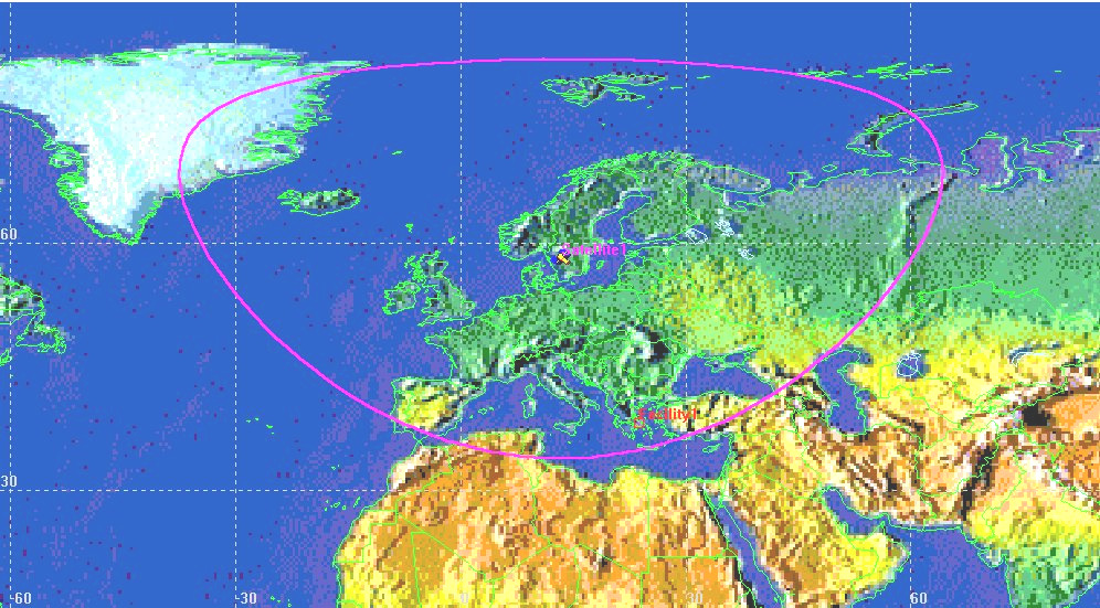 για τροχιά ύψους 600 Km (εφικτή ζεύξη).