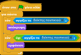 Εάν τώρα ο ninja δεν αγγίζει το δείκτη του ποντικιού, θα εκτελεστούν οι εντολές της «αλλιώς».