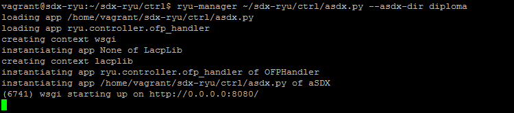 3.2 Έναρξη του SDX Controller Για την έναρξη του ελεγκτή SDX χρησιμοποιούμε τον διαχειριστή εφαρμογών (application manager) της πλατφόρμας του Ryu.
