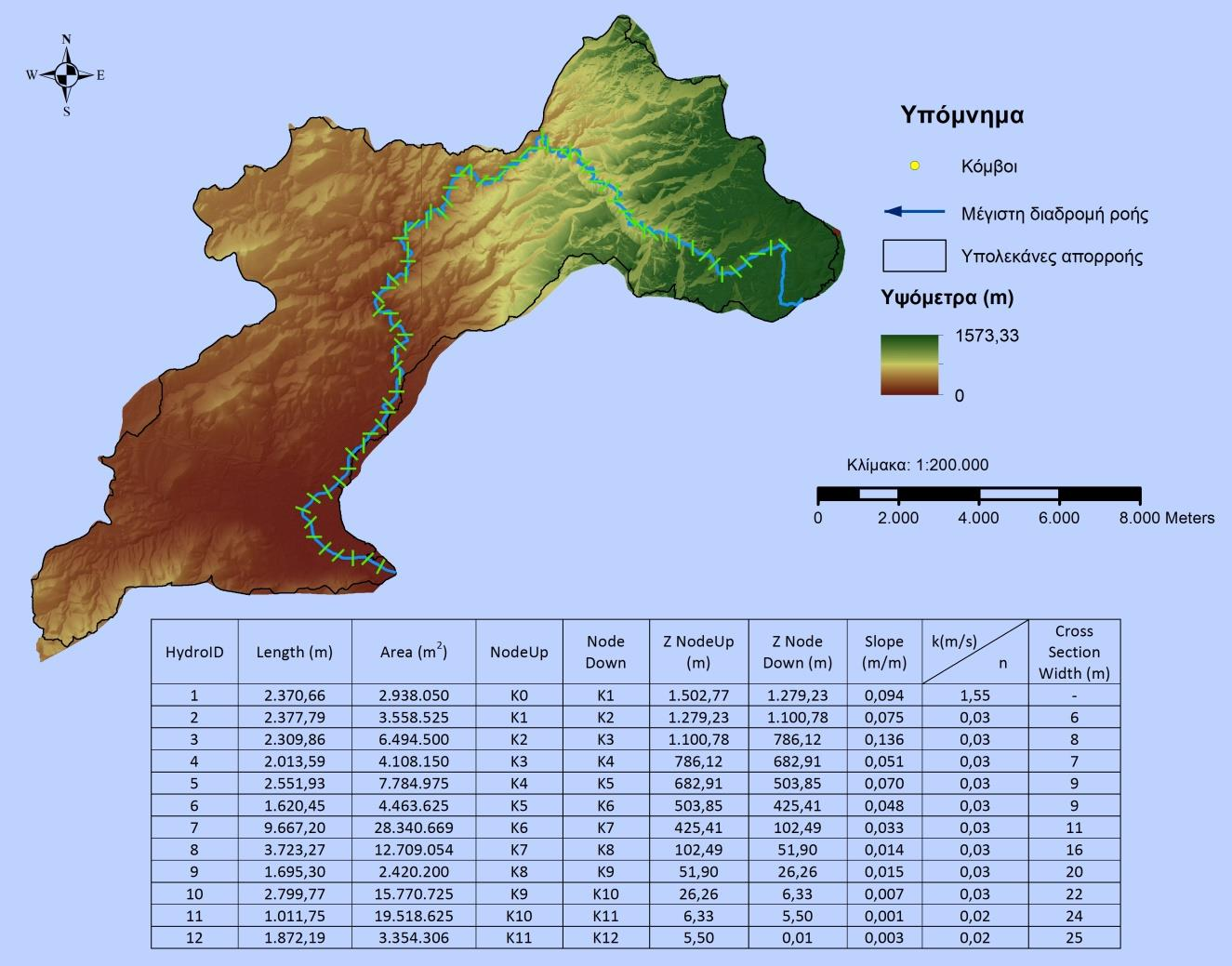 Λεκάνη απορροής χειμάρρου Ξεριά Υδατικό διαμέρισμα Θεσσαλίας (GR08) Μορφομετρικά χαρακτηριστικά: Α (km 2 ): 111,5 Η mean (m): 465,8 L