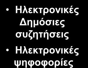 Βήματα για Ηλεκτρονική Διακυβέρνηση Γενικές Πληροφορίες Διαδραστικές Υπηρεσίες Οικονομικές Συναλλαγές Ηλεκτρονική Δημοκρατία;