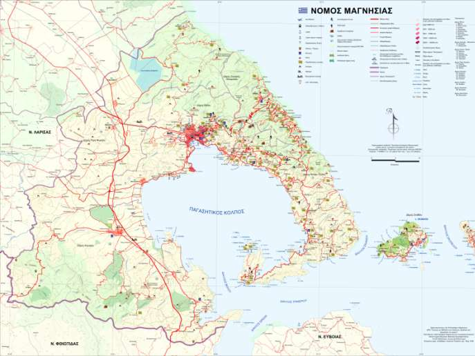 Χάρτης του Νομού Μαγνησίας, κλίμακας 1:100000