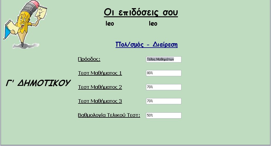 3.5 Τελικό Τεστ Επανάληψης Μετά το πέρας όλου του προγράμματος εκμάθησης μαθηματικών ο μαθητής καλείται να επιλύσει το τελικό τεστ ανακεφαλαίωσης το οποίο περιέχει ερωτήσεις ανοιχτού τύπου.