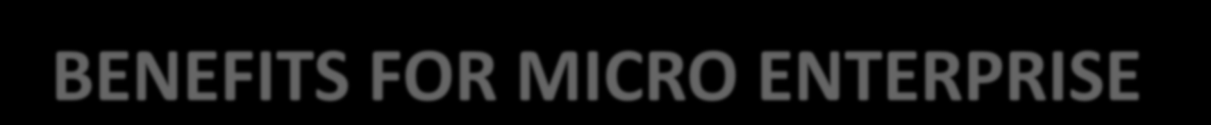 BENEFITS FOR MICRO