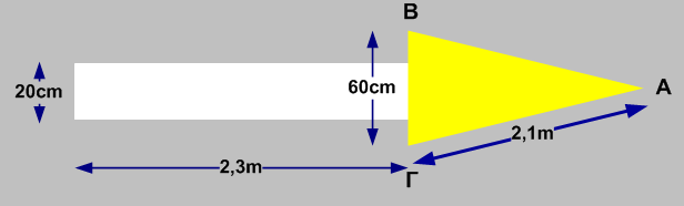 6. Το σήα της φωτοραφίας έχει σχήα ισοπλεύρου τριώνου ε πλευρά 60cm και στηρίζεται σε κολόνα ύψους m. Να βρείτε την απόσταση της κορυφής Κ της πινακίδας από το έδαφος.